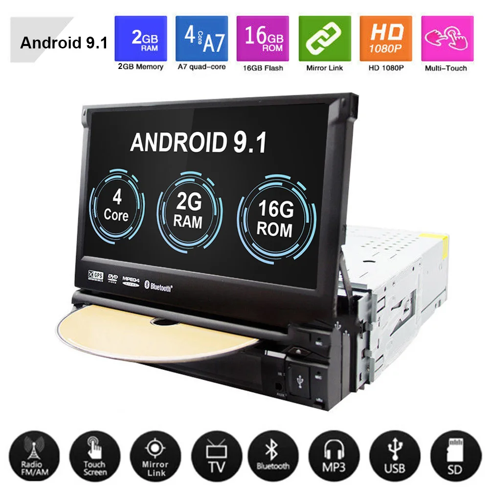 Универсальный автомобильный DVD-плеер 1din Android 9 1 Авторадио мультимедийный