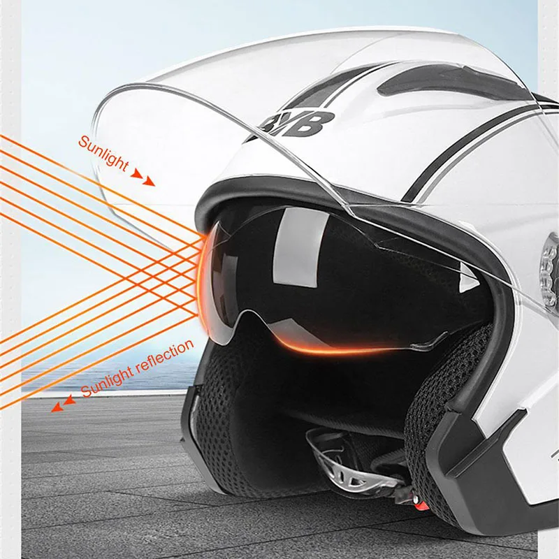 BYB Motorcycle helmet Electric bicycle riding Four seasons Helmet Fall/Winter Anti-fog Protective Cap cascos para moto | Спорт и