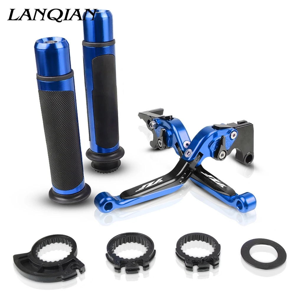 

Motorcycle Accessories CNC Adjustable Brake Clutch Levers And Handle Grips With LOGO For YAMAHA YZFR15 YZF R15 2008 2009 10-2014