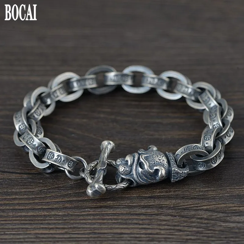 Мужской серебряный браслет с головой леопарда из тайского серебра 100% пробы |