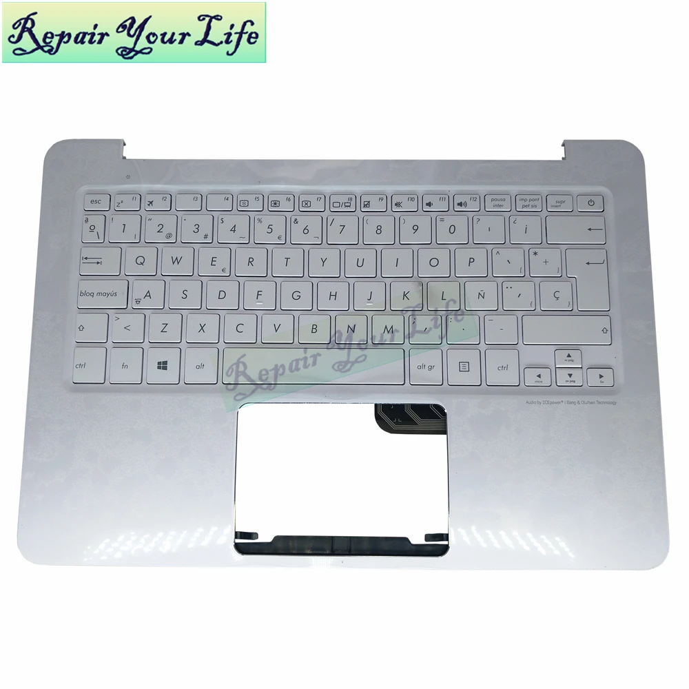 

Клавиатура для ноутбука ASUS Zenbook UX305, UX305FA, UX305CA SP, испанская, белая, с подставкой для рук, 90NB06X2, R31SP0, 3127SP00