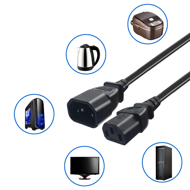 C13-C14 3M 3*0.75mm IEC 320 C13 TO C14 Male To Female AC Power Extension Cable Cord for PDU Chassis UPS 10A 250V |