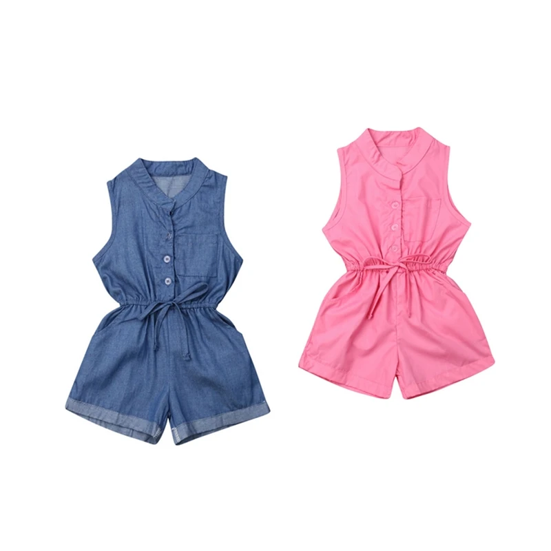 Детский джинсовый комбинезон без рукавов с карманами | Детская одежда и обувь