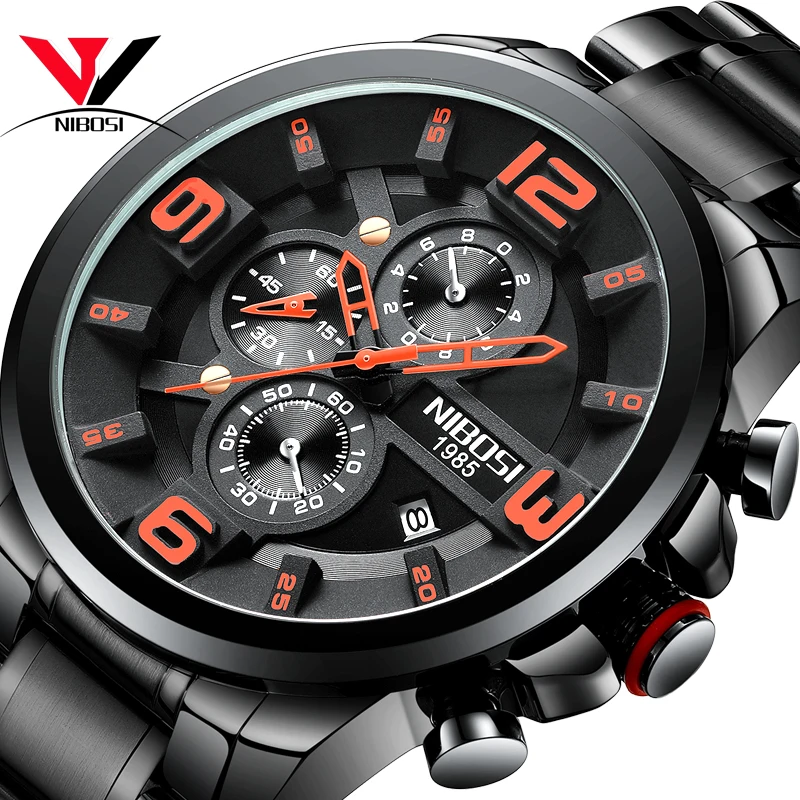 NIBOSI кварцевые/спортивные часы для мужчин роскошные брендовые водонепроницаемые