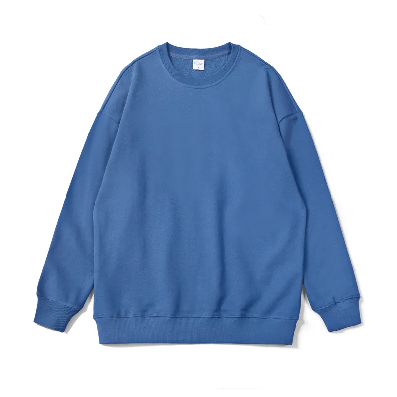 

Men's casual solid color cotton round neck long sleeve oversize loose couple sweater