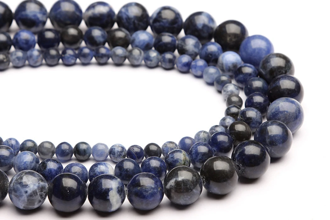 

Natural Sodalite 4-12mm round Gemstone beads for 925 sterling silver Jewelry Making Necklace Bracelet 15inch ICNWAY