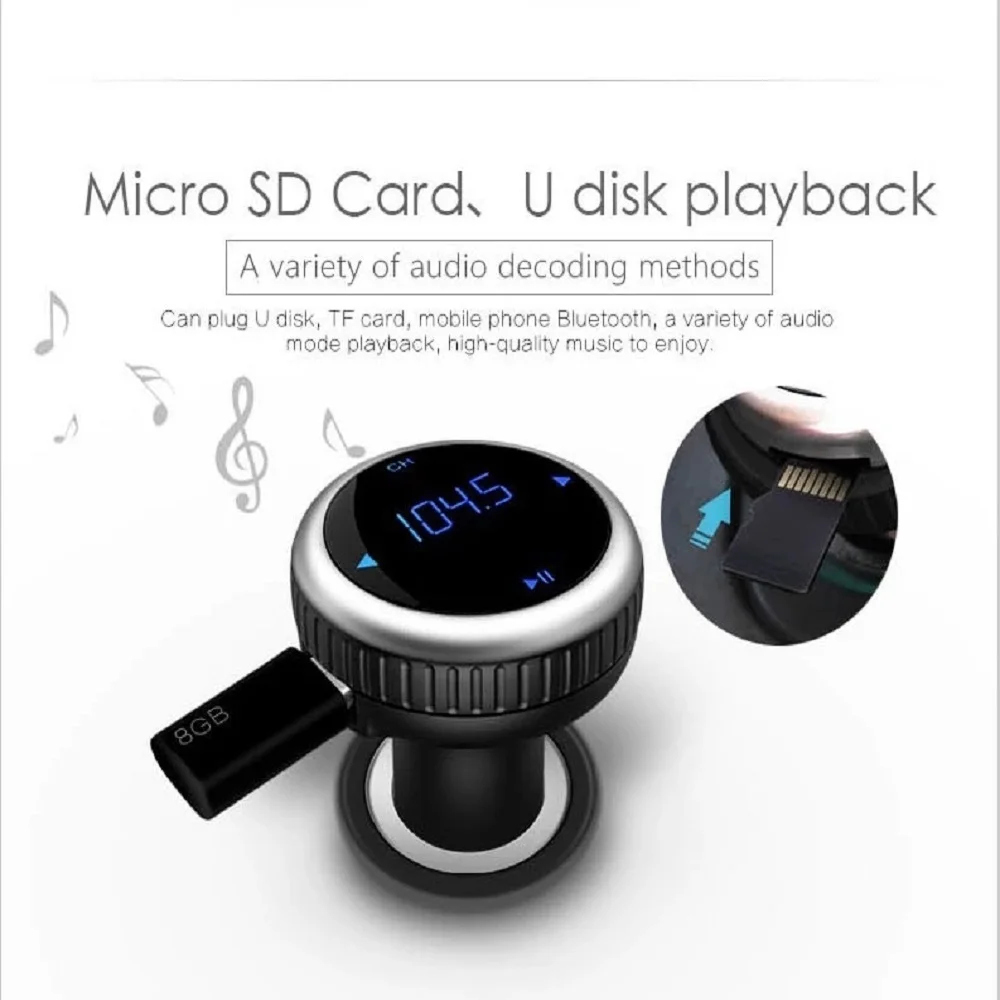 TUAO Bluetooth Fm Transmitter DC12V 24VCar Kit MP3 Modulator Car Charger Dual USB Fast Charge LED Plaid Screen Hands-free Call | Автомобили