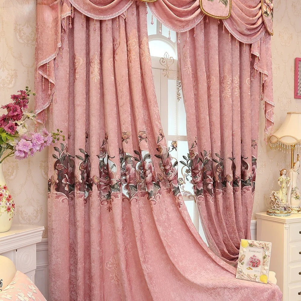 

Simple Pastoral Style Embroidered Half Blackout Curtains European Jacquard Curtains for Living Dining Room Bedroom dining room