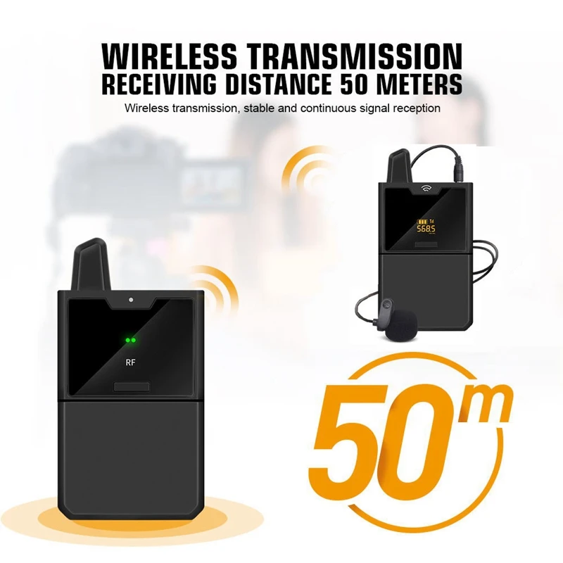 

One-Trigger-One UHF Single Channel Wireless Microphone System Lapel Mic for DSLR Cameras Smartphones Vlog Live Mic