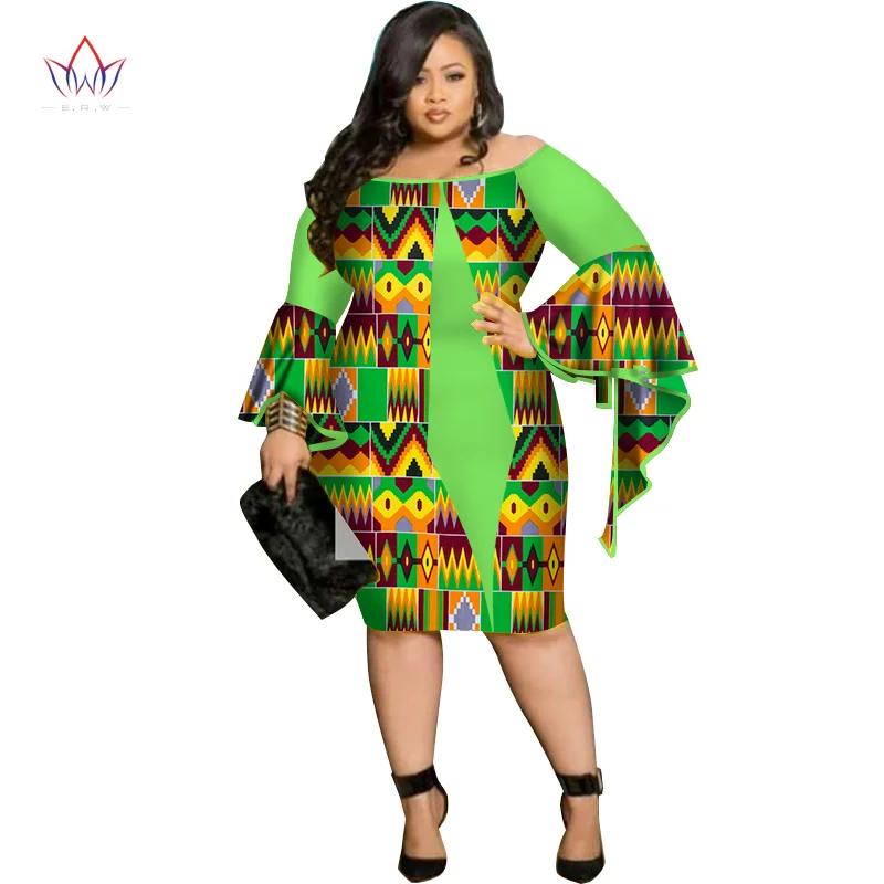 

African Bazin Wax Print Dresses for Women 2018 Dashiki Splice Dress Plus Size 6xl African Women Party Clothing WY2619