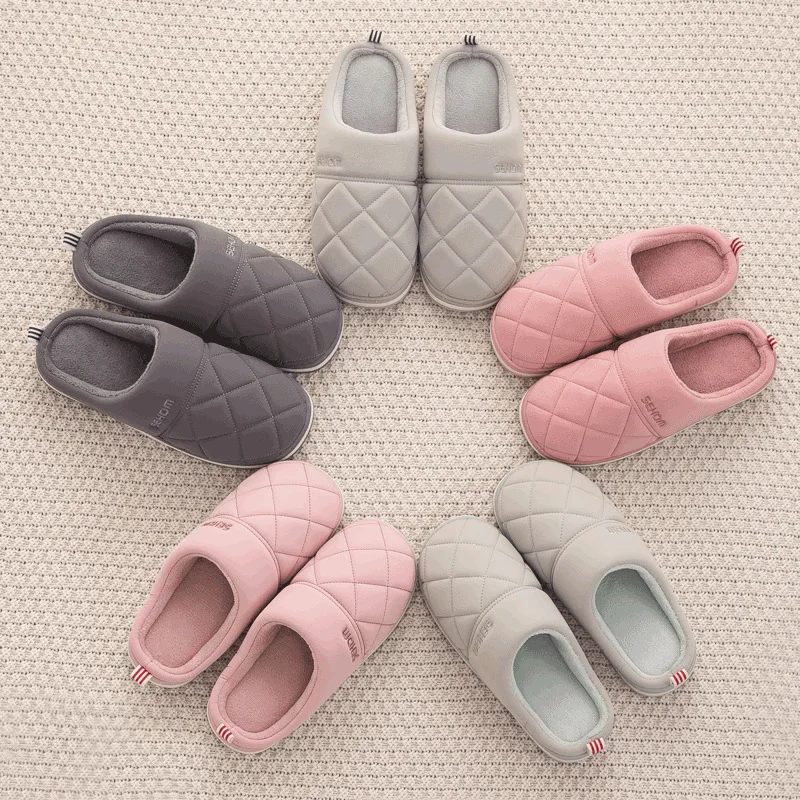 Классические женские зимние теплые домашние тапки мужские и домашняя обувь из