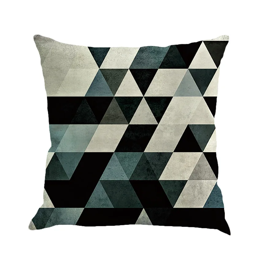 Чехол для диванной подушки из хлопка и льна с нестандартным геометрическим