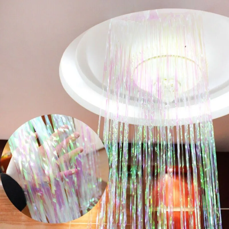 1*2 м Цвет: розовый золотистый Радуга блесток фон фольга с бахромой занавеска