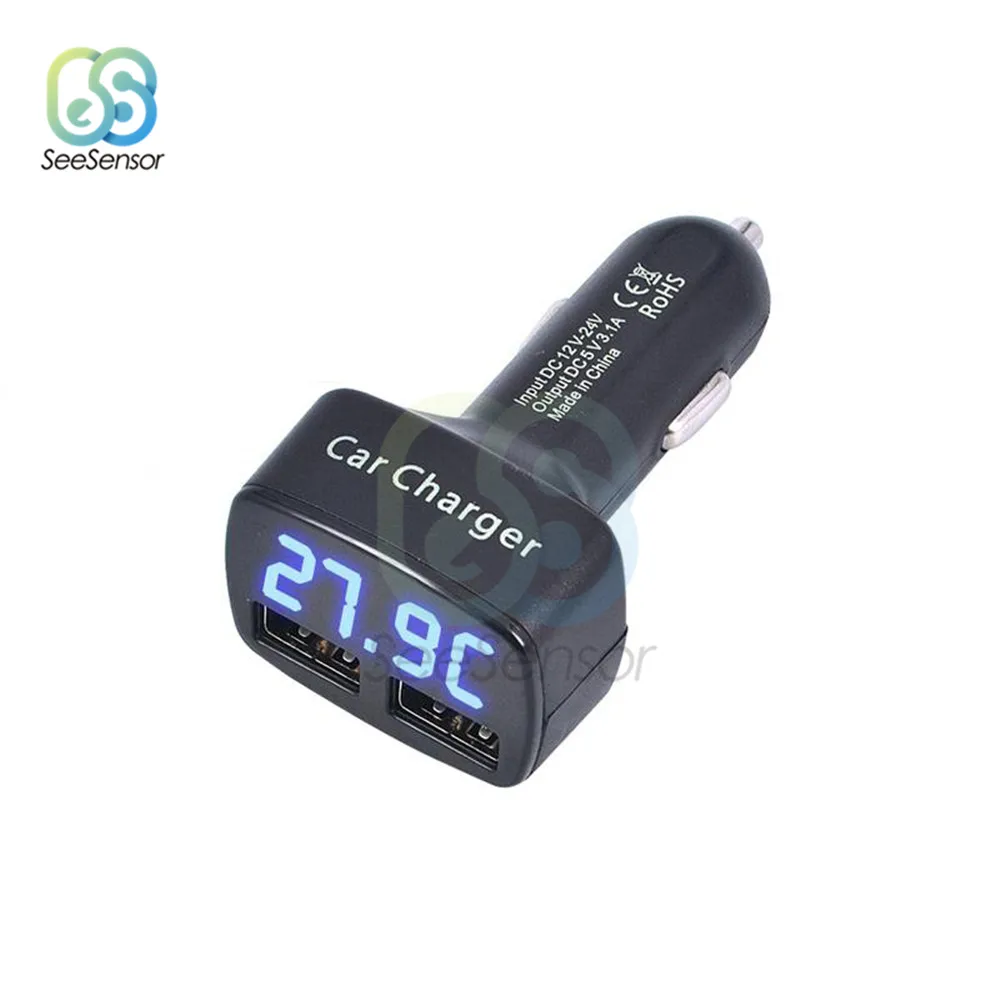 Автомобильное зарядное устройство с двумя USB-портами 5 В 3 1 А универсальный