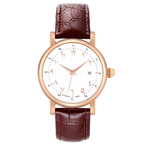 rose gold brown Большой корпус арабские часы для мужчин автоматические самоходные часы циферблат с арабскими цифрами лицо часы для мужчин автоматическое механическое движение - Цвет: rose gold brown
