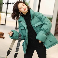 needbo down coat winter oversize korean style stand collar womens down jackets ultra light winter jacket coat down jacket parka