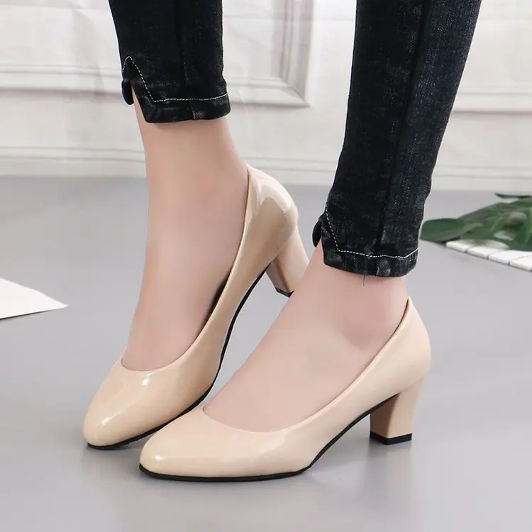 2019 г. Женская модная Рабочая обувь женская на высоком каблуке Яркая толстом с