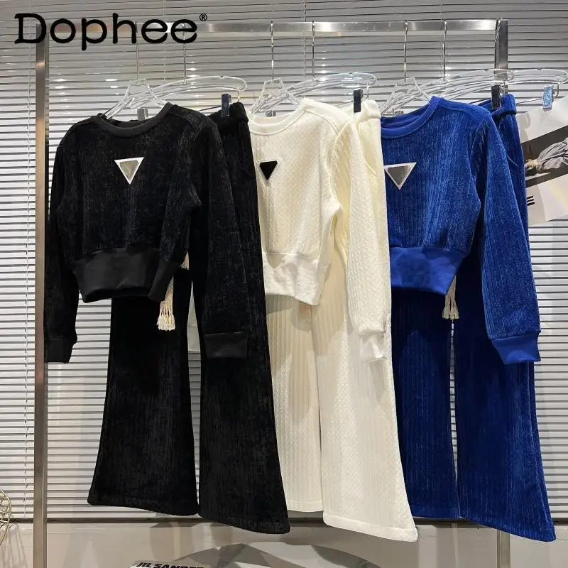 Однотонный Золотой бархатный утепленный пуловер с круглым вырезом свитшот +