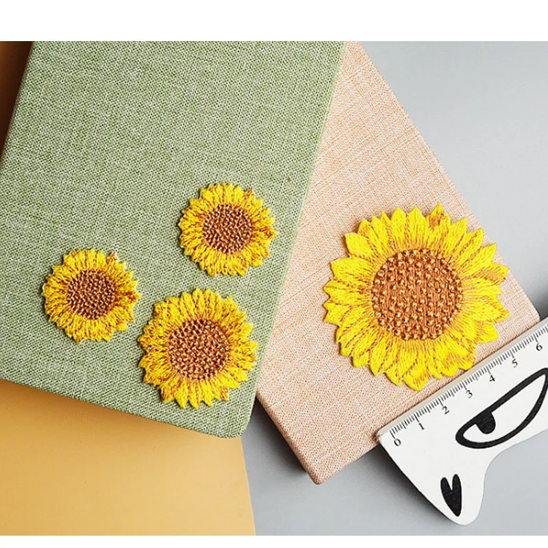 Набор железных вышитых нашивок с подсолнухами рюкзак для одежды полоски на