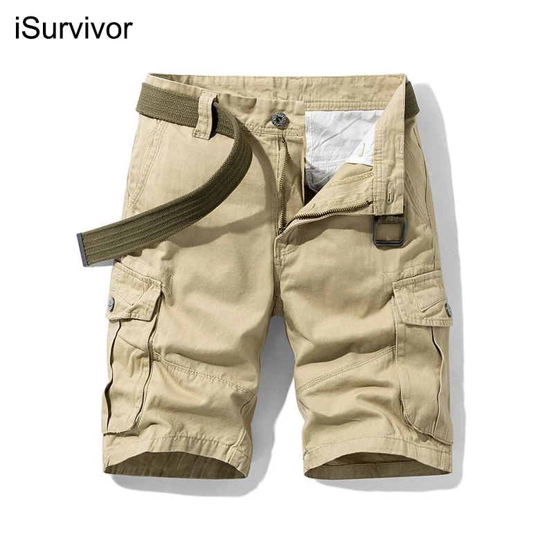 

iSurvivor 2022 New Summer Men's Solid Color Loose Overalls Cotton Casual Fashion Five-Point Pants Plus Size Men Shorts