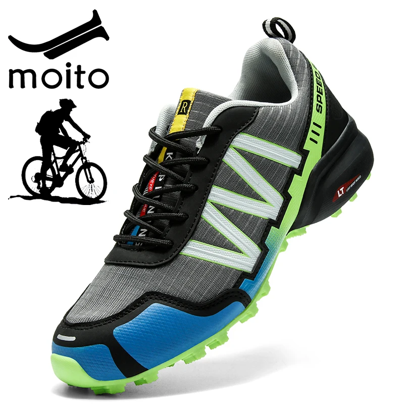 Zapatillas de ciclismo de montaña para hombre, zapatos de moto de tela...