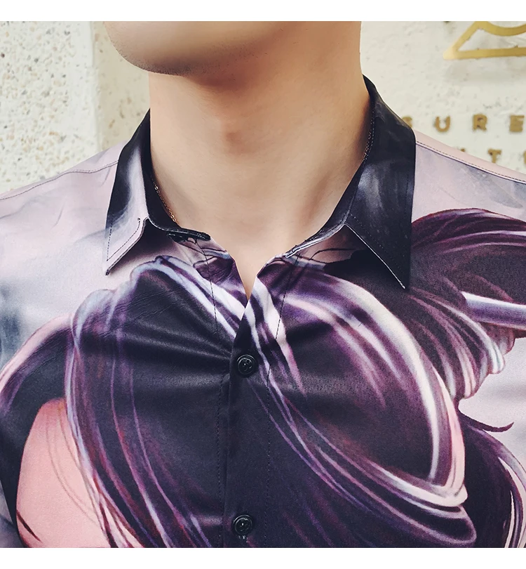 Высокое качество, Camisa Masculina, мода, мужская рубашка с длинным рукавом, красивая девушка, с принтом, тонкая рубашка, мужская рубашка для ночного клуба, смокинг, платье