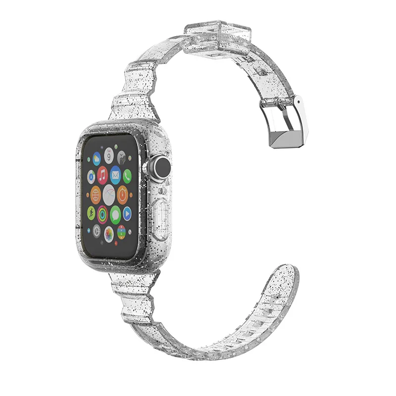 Ремешок с чехол для Apple Watch ремешок 42 мм 38 Версия 44 40 Спортивные блеск мягкий