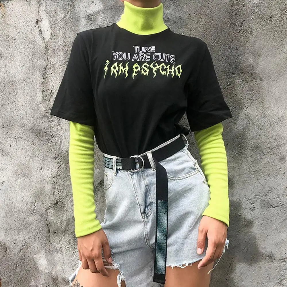 Женский свитер с надписью Модный женский YOU ARE CUTE высоким воротником и длинными