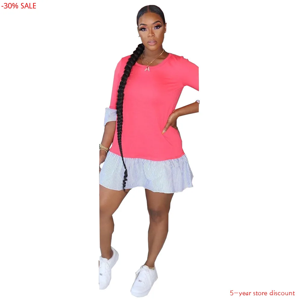 Женское платье с О-образным вырезом мини-платье в стиле пэчворк модель 2020 |