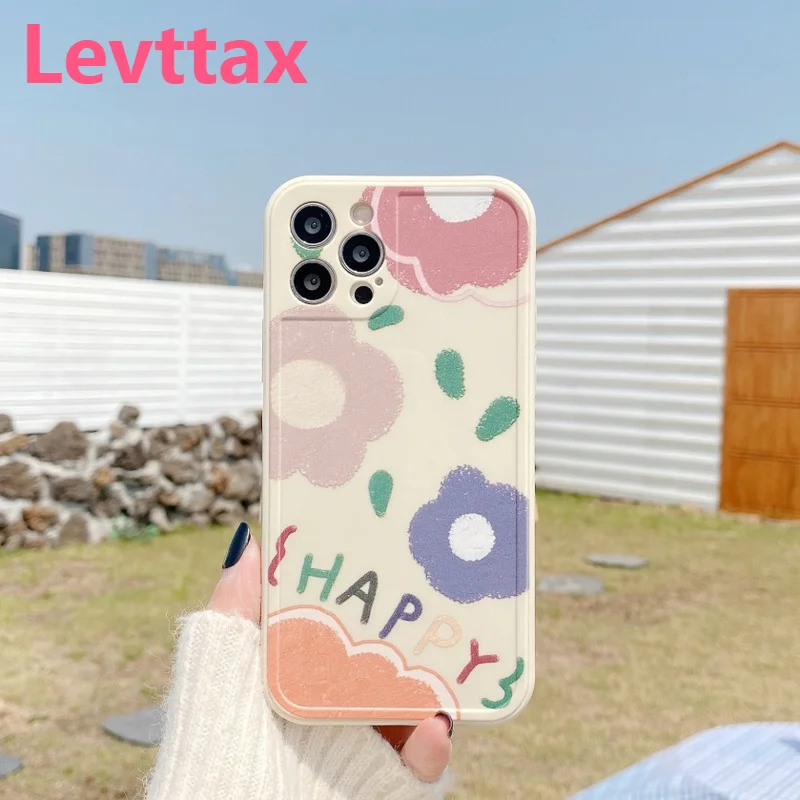 

Чехол 100 шт./лот с цветами для iPhone XS Max 7 8 Plus SE 2020, милый противоударный мягкий чехол из ТПУ для iphone 12 11 Pro Max X XR