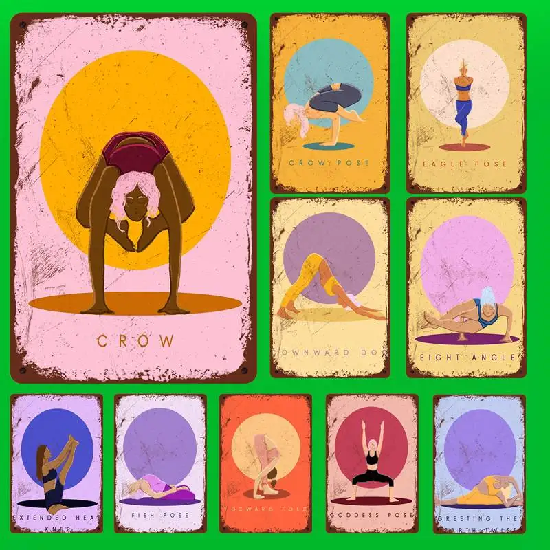 

Greeting The E h Twist Pose Warrior I Kitchen Vintage Poster Metal Tin Signs Iron Painting Plaque