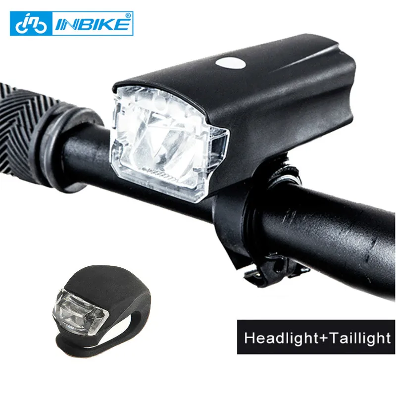 Black and Taillight2 INBIKE велосипедный USB Перезаряжаемый светодиодный свет MTB дорожный велосипед фара IPX-4 Водонепроницаемый Велоспорт Аксессуары аккумулятор фонарик - Цвет: Black and Taillight2