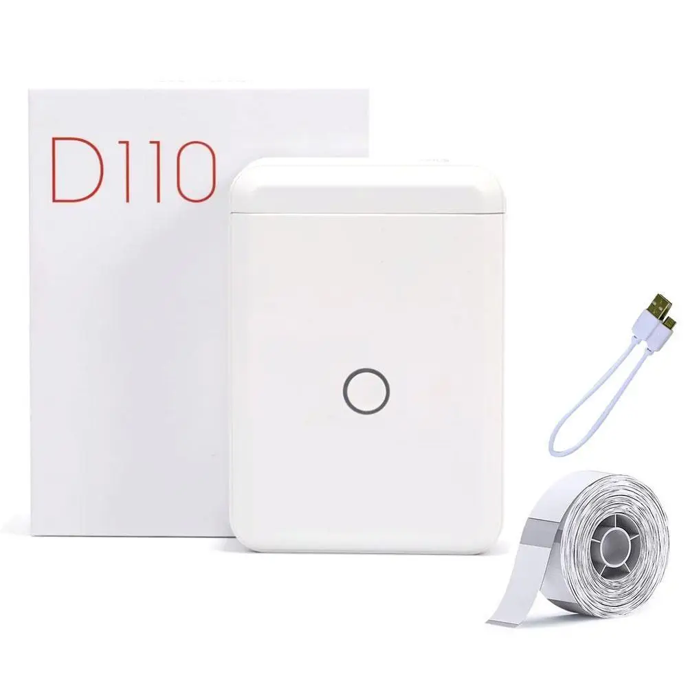 Мини Портативный беспроводной Bluetooth Термопринтер для этикеток D110 с 1 рулоном