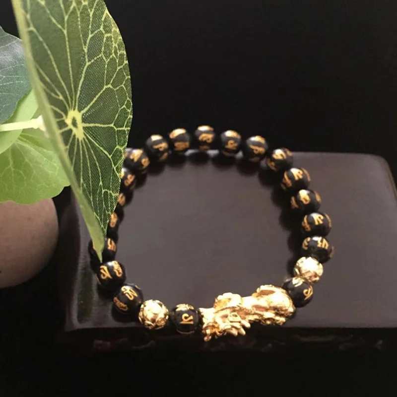 

Feng Shui Gift Alloy PI XIU Obsidian Bracelet for women Attract Wealth Good Luck charm bracelet amulet