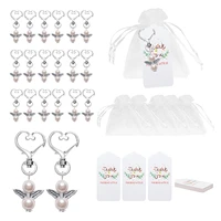 60 pcs thank you favors angel keychain favor bow angel wing thank you tag guest return favor for baby thin889