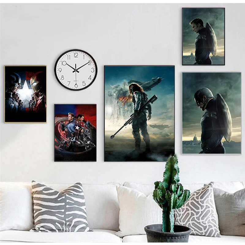 Плакат из фильма Капитан Америка Первый мститель Холст Картина супергерой Marvel