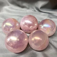 aura rose quartz crystals sphere natural stones healing gemstones reiki ball decoration