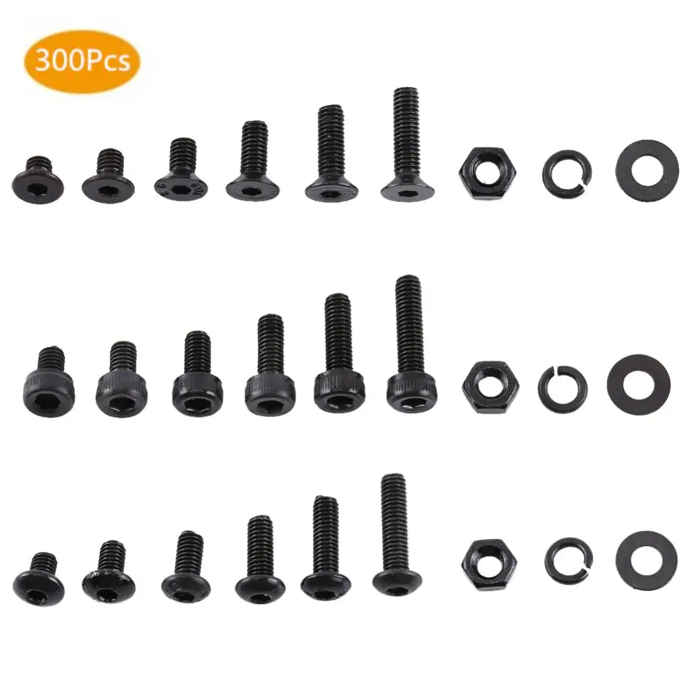 300 шт. винты из легированной стали M3 гайки шайбы Ассортимент комплектов