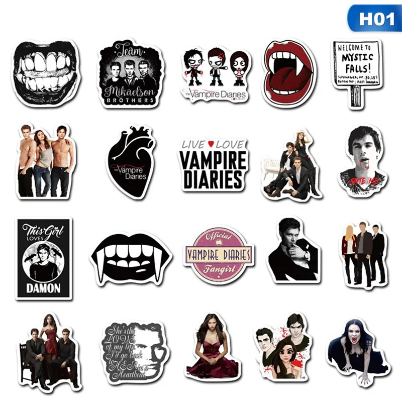 

50Pcs/set Fantasy TV Series The Vampire Diaries Graffiti Stickers For DIY TOY Scrapbook Skateboard Snowboard Laptop Luggage