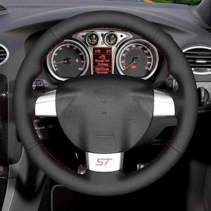 Чехол рулевого колеса автомобиля для Ford Focus ST 2005 2006 2007-2012 RS 2009 2010-2011 вручную сшитая
