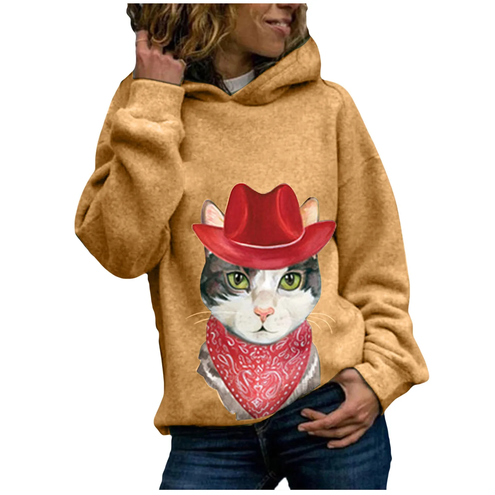 New women sweetshirts crewneck sweatshirt Casual Hoodies Cat Print Jumper Tops Ladies Sweatshirt Tee clothes sudaderas para muj