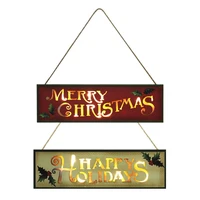 christmas family sign home door wall led light ornament wooden christmas signs with led luminous letters