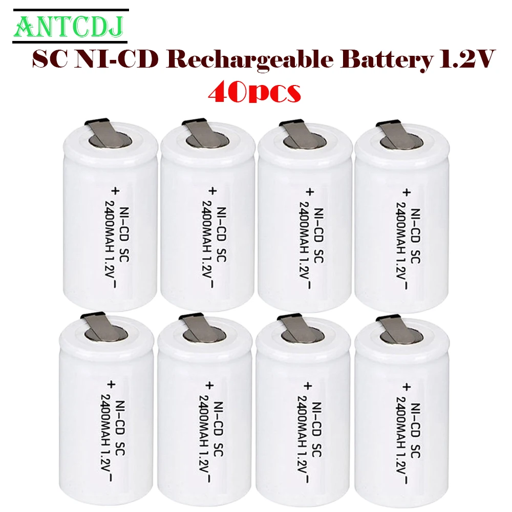 

40PCS SC SUB 2400mAh S C 1.2V Sub C Ni-Cd Rechargeable Battey NiCd SUBC Cells Screwdriver Electric Drill Batteries Power Tool