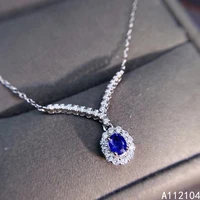 kjjeaxcmy fine jewelry 925 silver inlaid natural sapphire women vintage popular ol style gem necklace pendant support detection