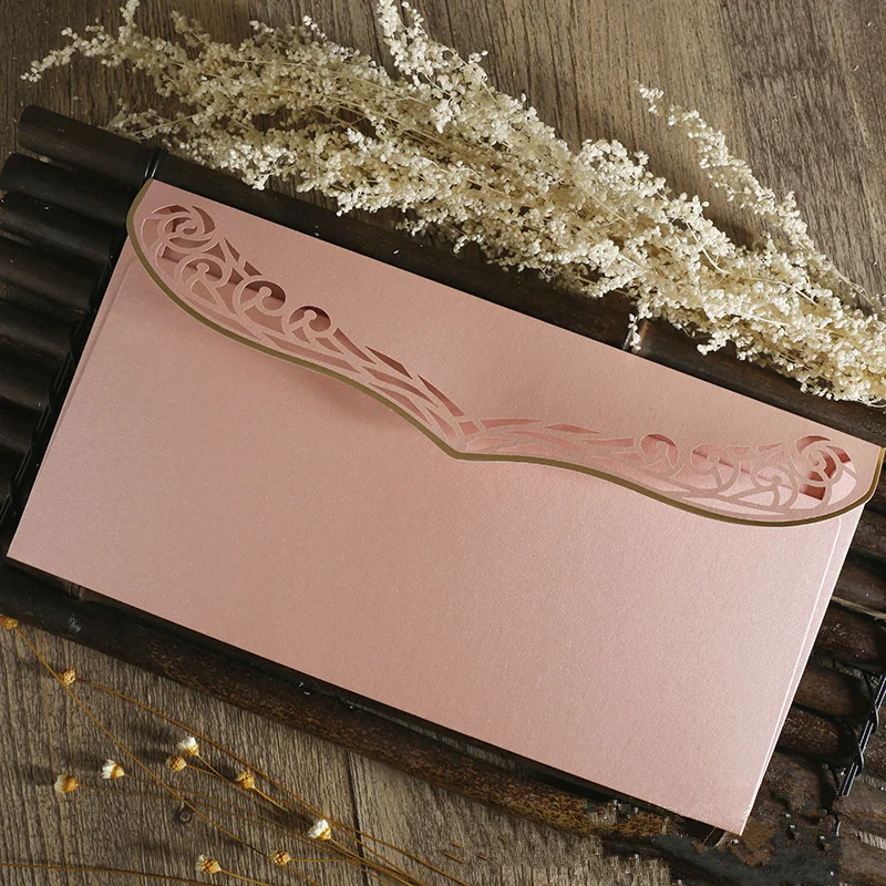 25pcs/lot Red Envelope Hot Stamping Wedding Invitation Card Festival Greeting Pure Color | Дом и сад