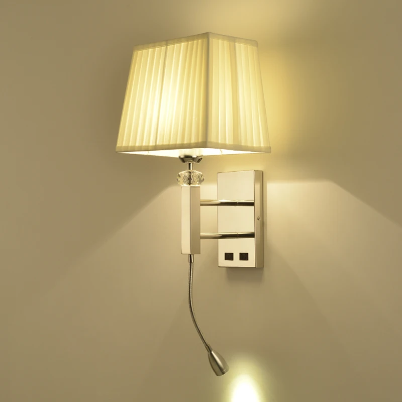 

Sanmusion Fabric Wall Lamps Vintage Loft Hotel Bedside Headboard Reading Lamp 100-240V Study LED Book Lighting