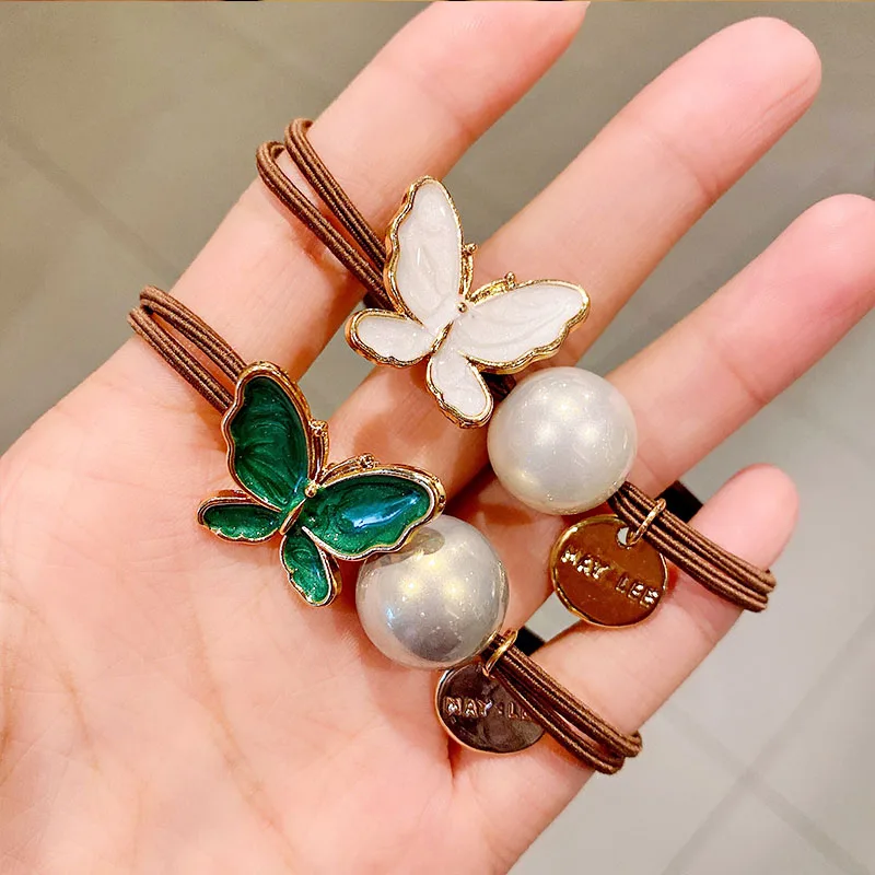 Резинки для волос женские милые эластичные цветные заколки бабочки из сплава