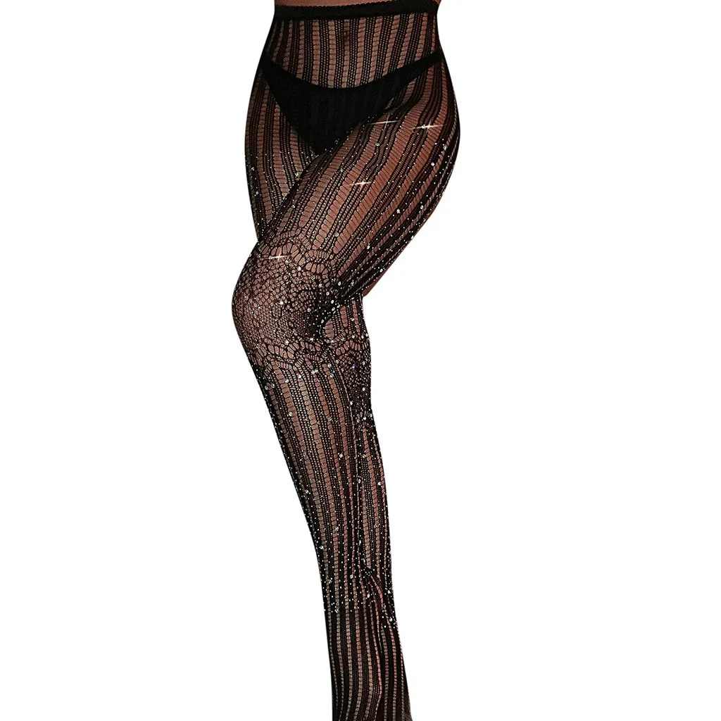Пояс для чулок чулки Для женщин с поясом пикантные Блеск Стразы ажурные в сетку