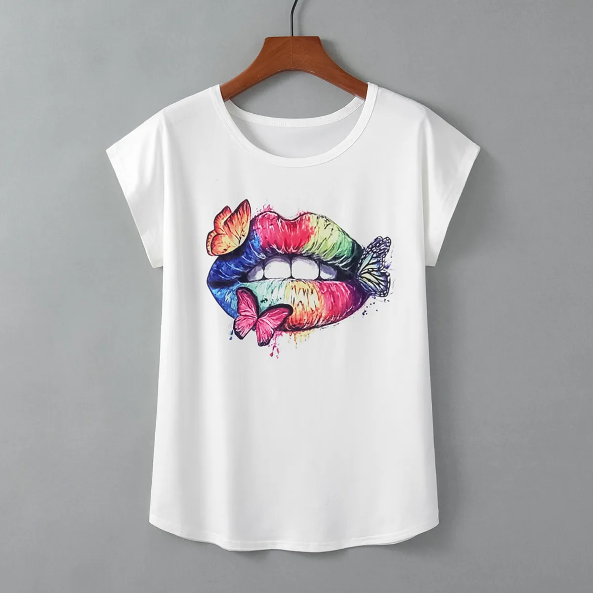 T Shirt Women Round Neck Short Sleeve Leopard Lips Beauty Love Print Tshirt Summer Harajuku Kawaii Tops Female Casual Tees |