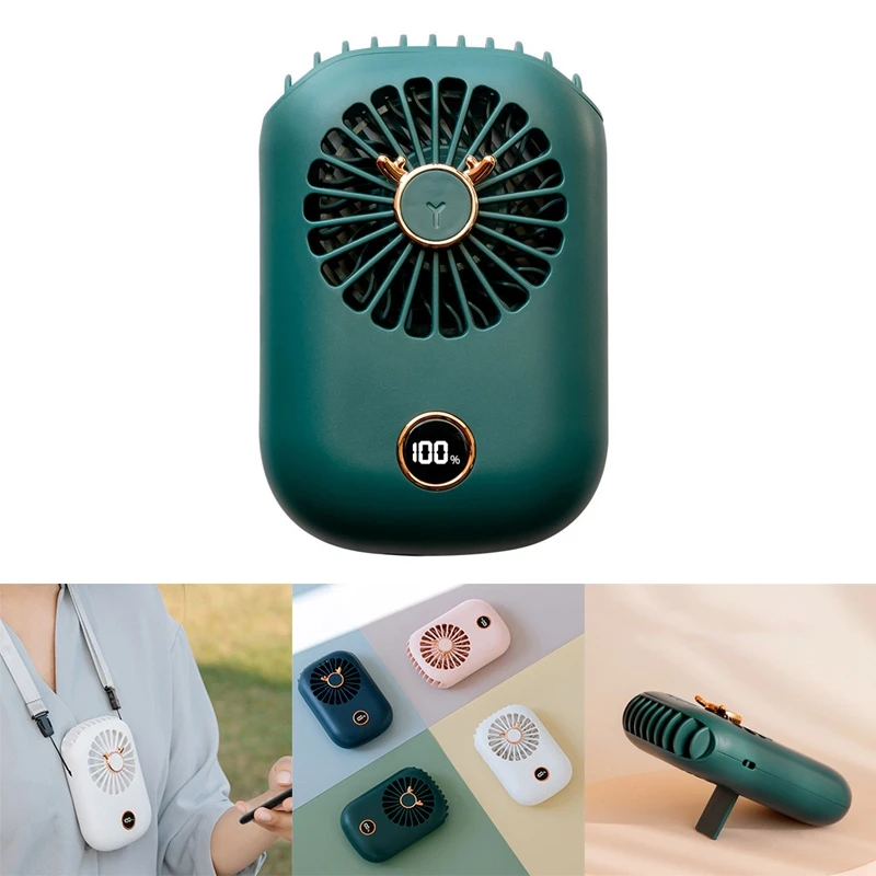 

RPH-F20 Hanging Neck Fan, Wide-Angle Blowing, Intelligent Display, Three-Speed Wind, Low-Noise Fan for Shopping